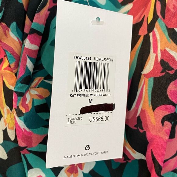 NWT Women’s Hurley Kat Printed Windbreaker Jacket Floral Pop Sz. Med. - Picture 4 of 6